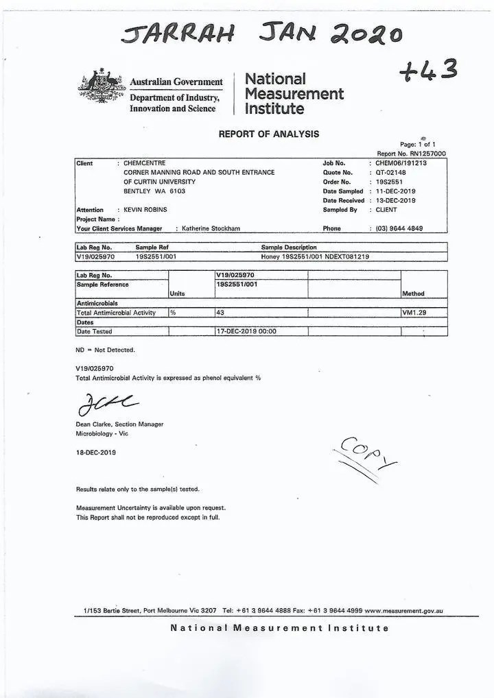 Australian Jarrah Honey TA40+ from Western Australia - 500 gram