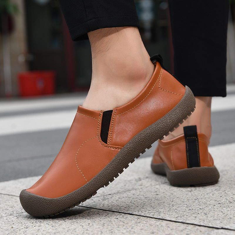 メンズ ワイドトゥ 厚底 軽量 ローファー