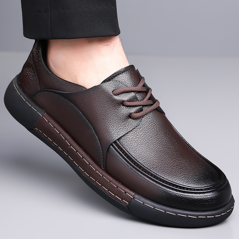 春の新作 メンズ 紐結び ソフト底 ビジネスカジュアル革靴