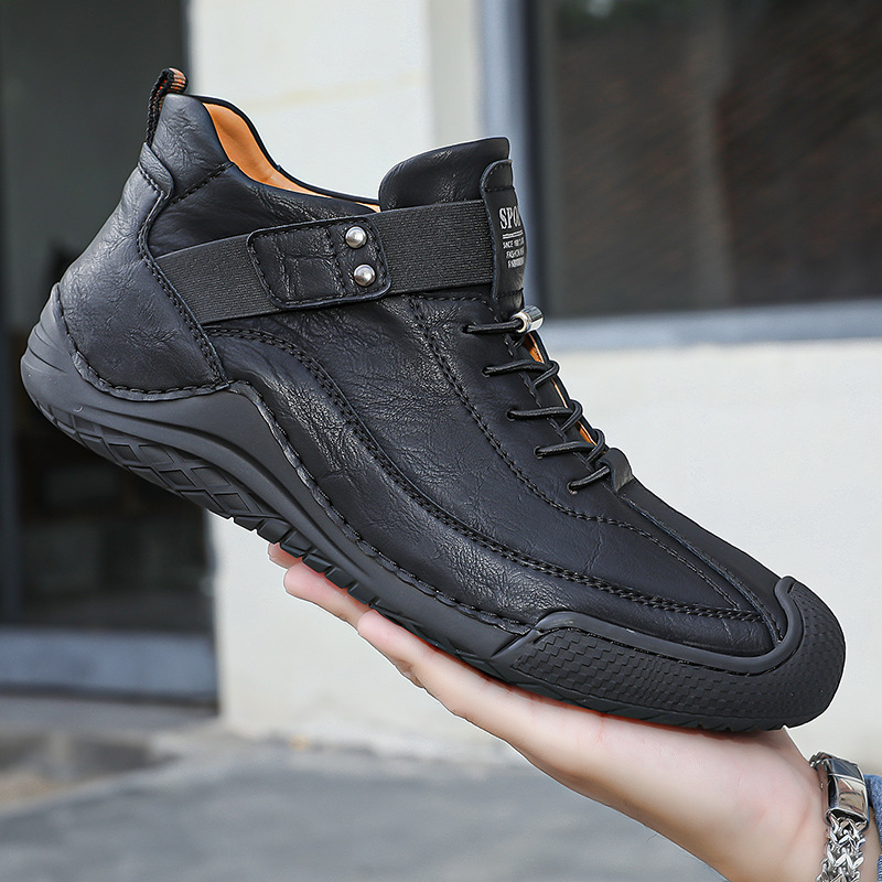 秋冬 本革 柔らかい スニーカー メンズ - 快適クッションソール ビジネスカジュアル兼用シューズ
