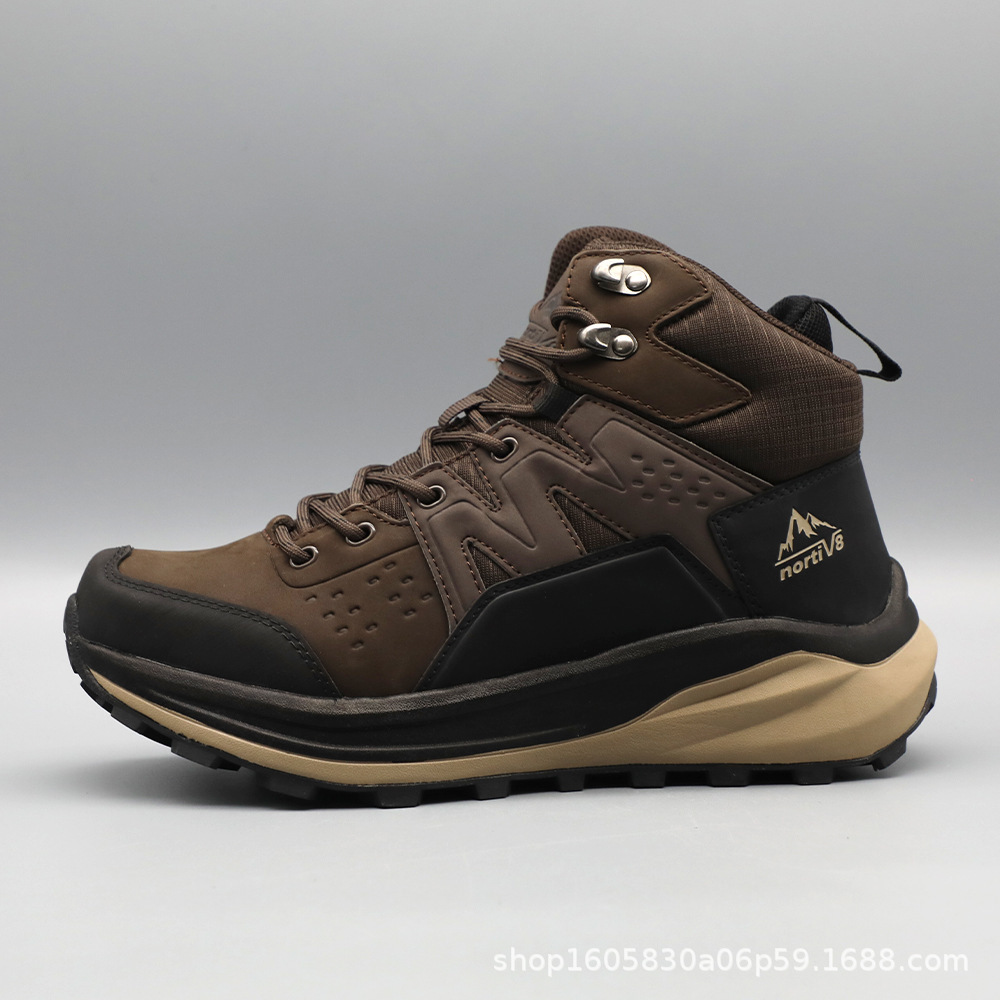 メンズ ファーストレザー 防水 滑り止め トレッキングショートブーツ