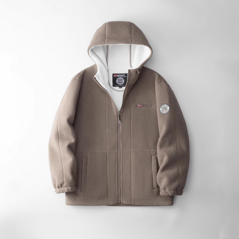 ノルウェー向け 極寒対応 厚手フード付きポーラーフリースジャケット
