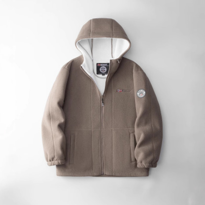 ノルウェー向け 極寒対応 厚手フード付きポーラーフリースジャケット