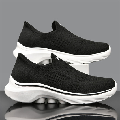 メンズ 軽量 滑り止め フライニット カジュアル スニーカー