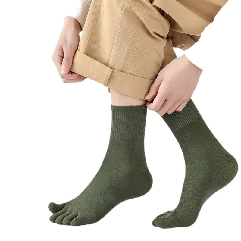 メンズ五本指ソックス 中筒 綿100% 消臭機能