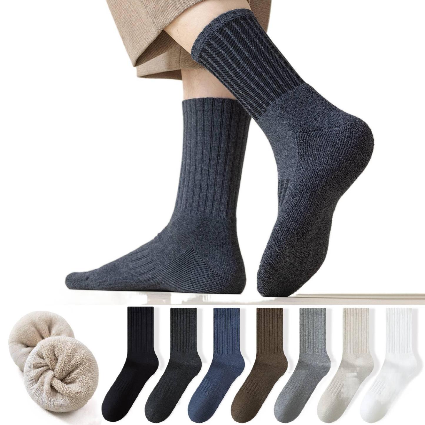 メンズ秋冬用厚手保温ロングソックス シームレス仕様・ループ裏地