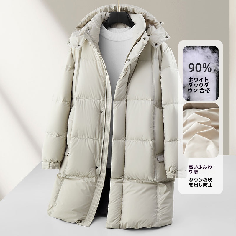 メンズ 秋冬 ロング ダウンコート フード付き
