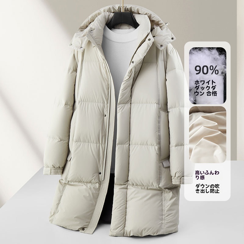 メンズ 秋冬 ロング ダウンコート フード付き