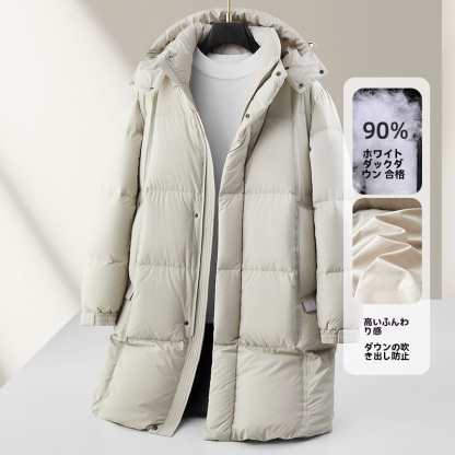 メンズ 秋冬 ロング ダウンコート フード付き