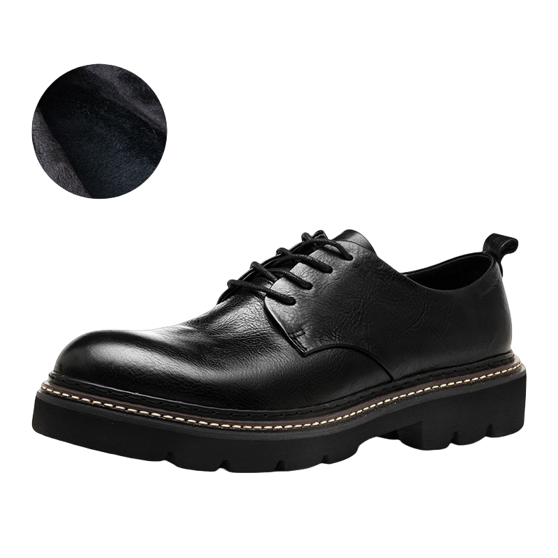 イギリス風レトロ メンズ チャンキートゥ 本革ワークブーツ