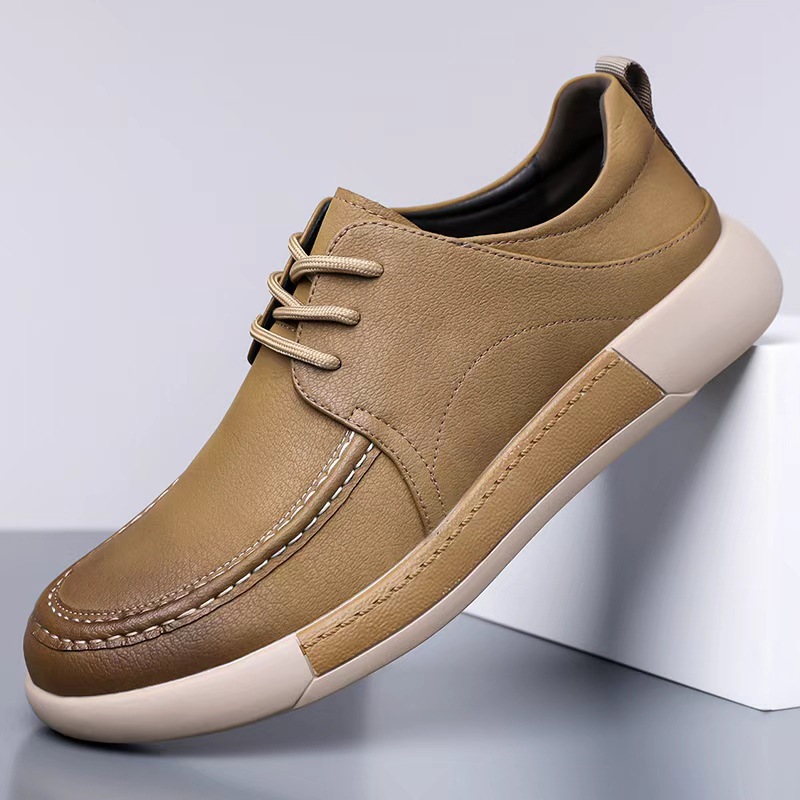 春の新作 メンズ 紐結び ソフト底 ビジネスカジュアル革靴