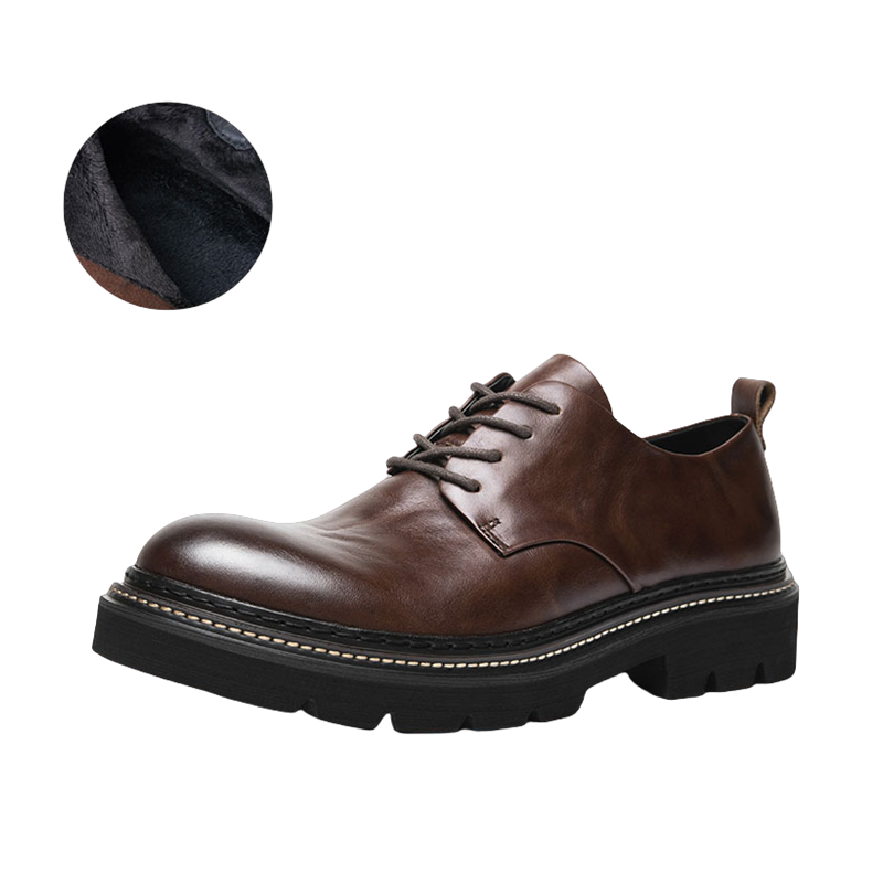 イギリス風レトロ メンズ チャンキートゥ 本革ワークブーツ