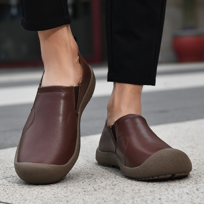 メンズ ワイドトゥ 厚底 軽量 ローファー