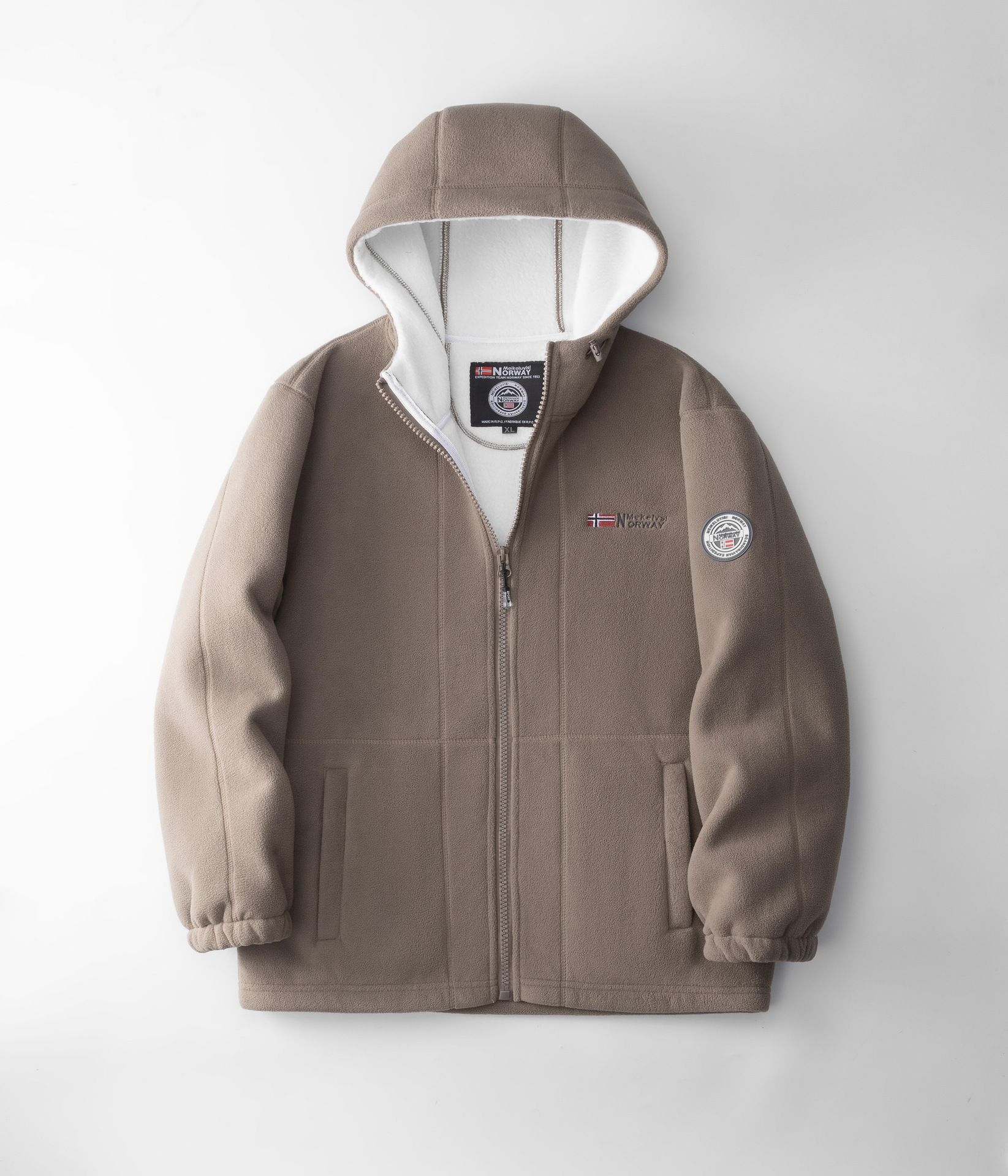 ノルウェー向け 極寒対応 厚手フード付きポーラーフリースジャケット