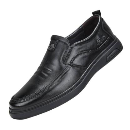 トップレイヤー本革 メンズ ビジネスシューズ - 秋冬 ソフトソール スリップ防止 通気性 カジュアル革靴