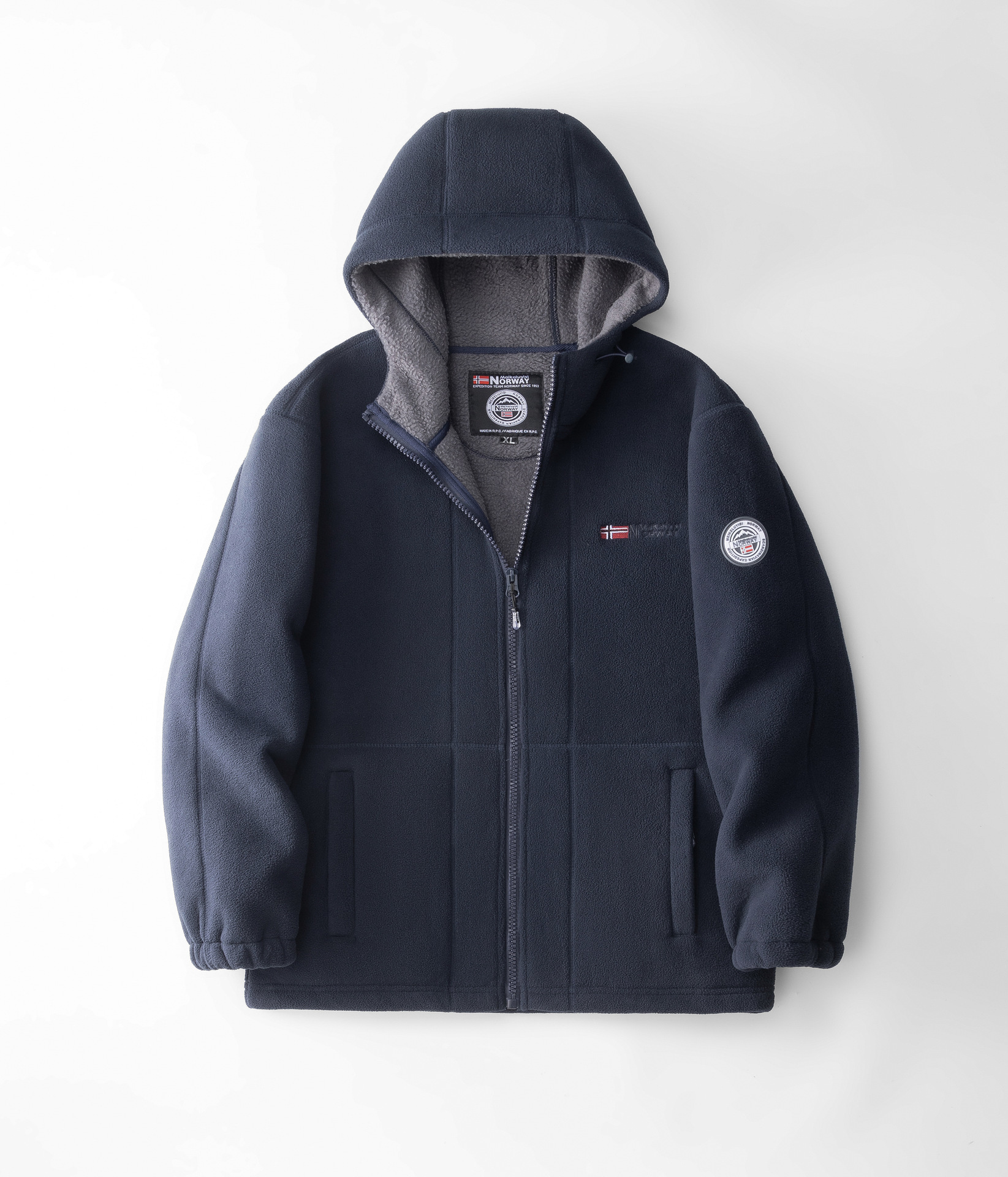 ノルウェー向け 極寒対応 厚手フード付きポーラーフリースジャケット