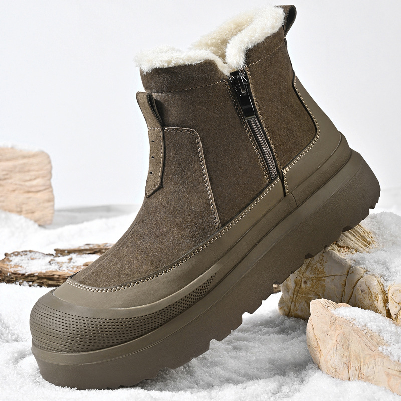 メンズ スエード使用 防滑 冬ブーツ【保温裏起毛】