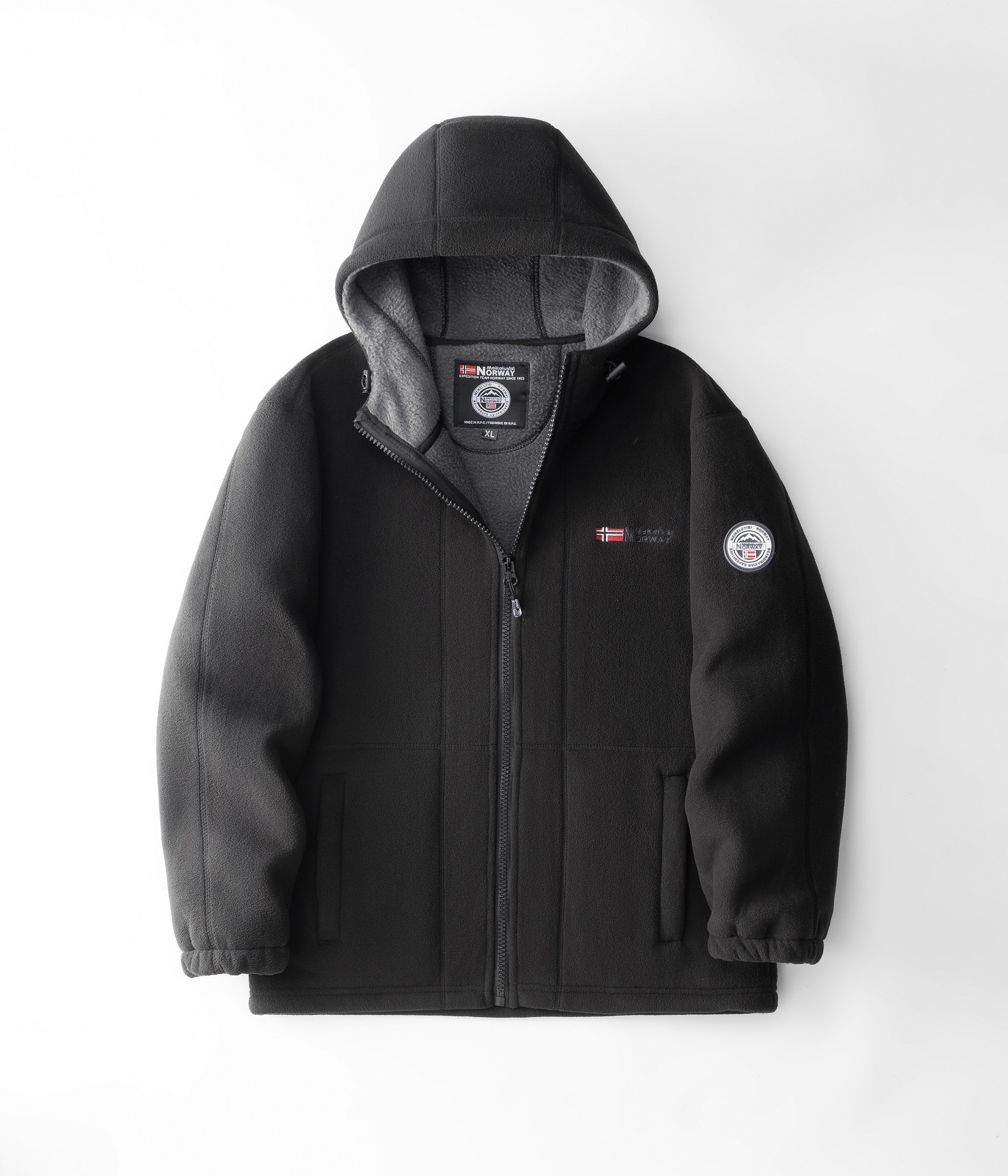 ノルウェー向け 極寒対応 厚手フード付きポーラーフリースジャケット