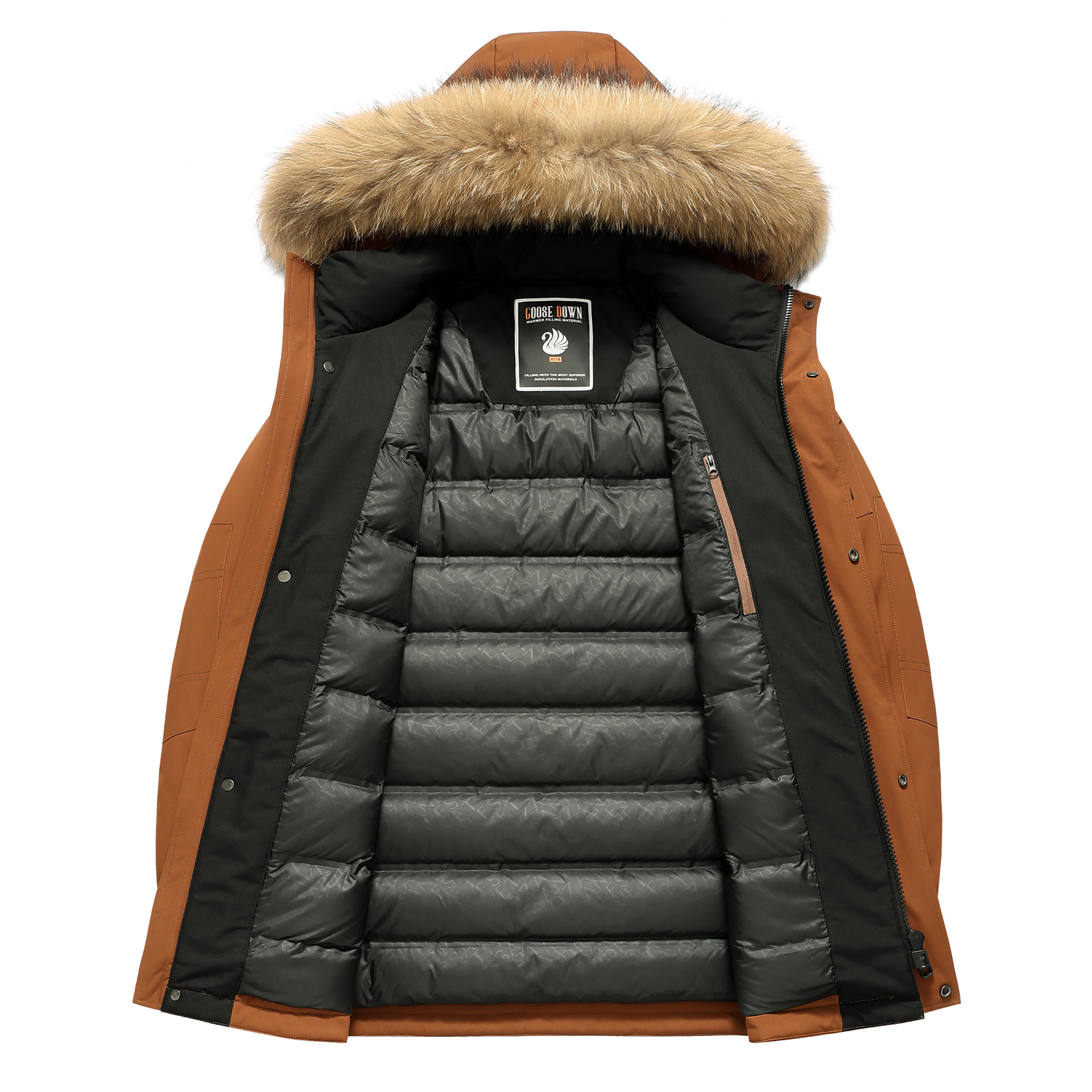 男性のダウンジャケット秋と冬のラクーンファー襟国家標準グースダウン暖かく厚みのある若者カジュアルアウトドア防寒ジャケットトレンディ