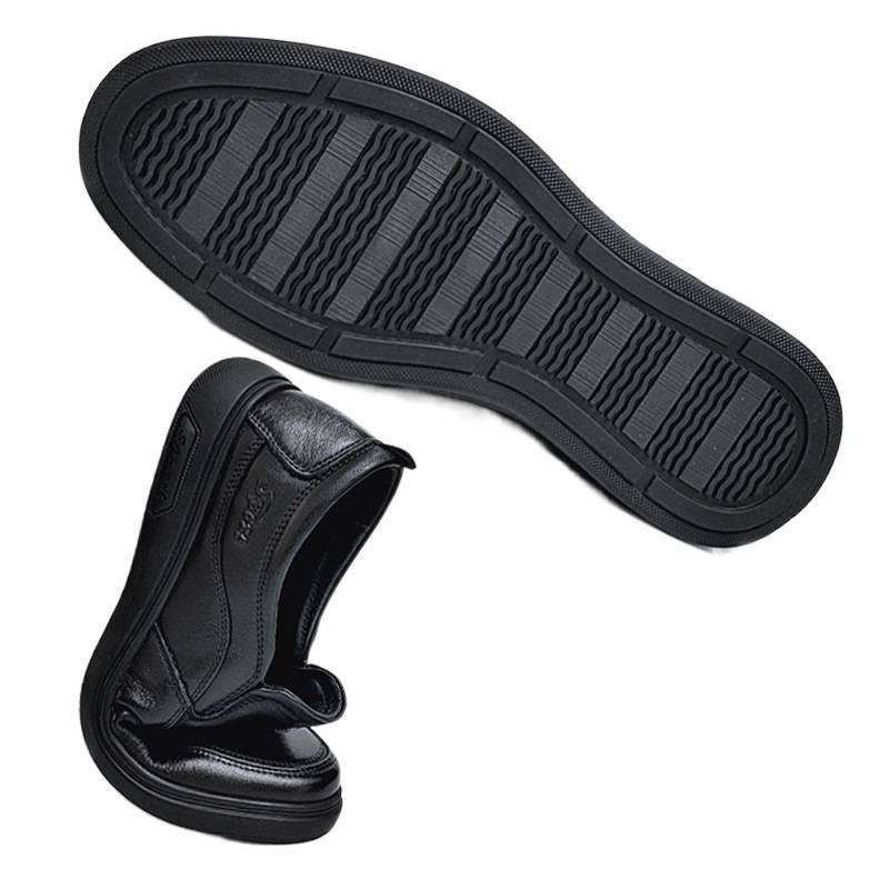 トップレイヤー本革 メンズ ビジネスシューズ - 秋冬 ソフトソール スリップ防止 通気性 カジュアル革靴