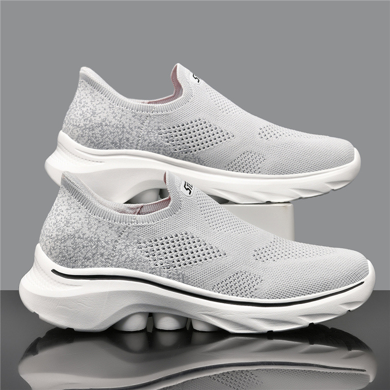 メンズ 軽量 滑り止め フライニット カジュアル スニーカー