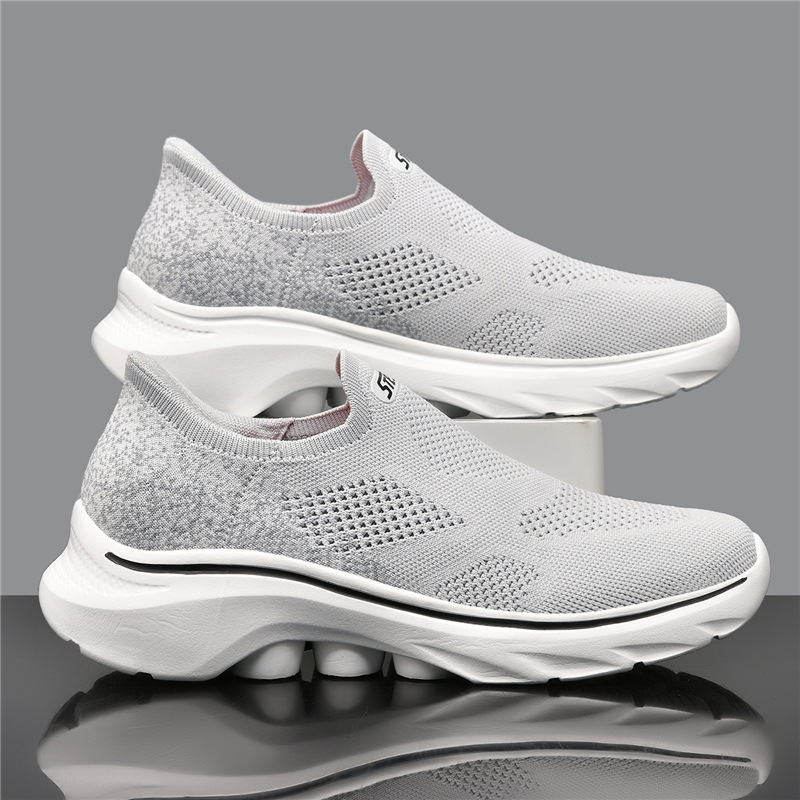 メンズ 軽量 滑り止め フライニット カジュアル スニーカー