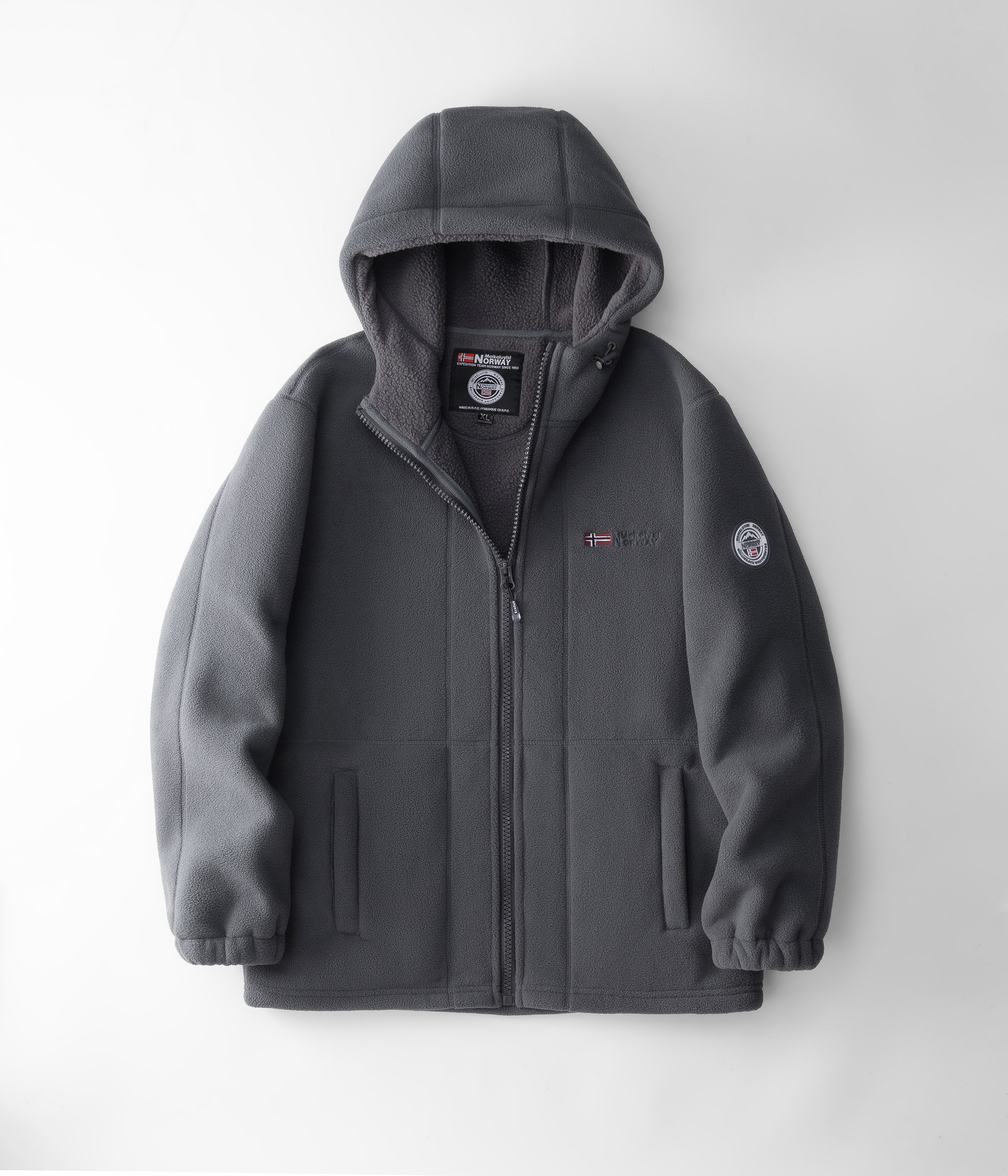 ノルウェー向け 極寒対応 厚手フード付きポーラーフリースジャケット