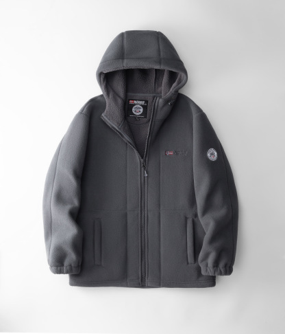 ノルウェー向け 極寒対応 厚手フード付きポーラーフリースジャケット