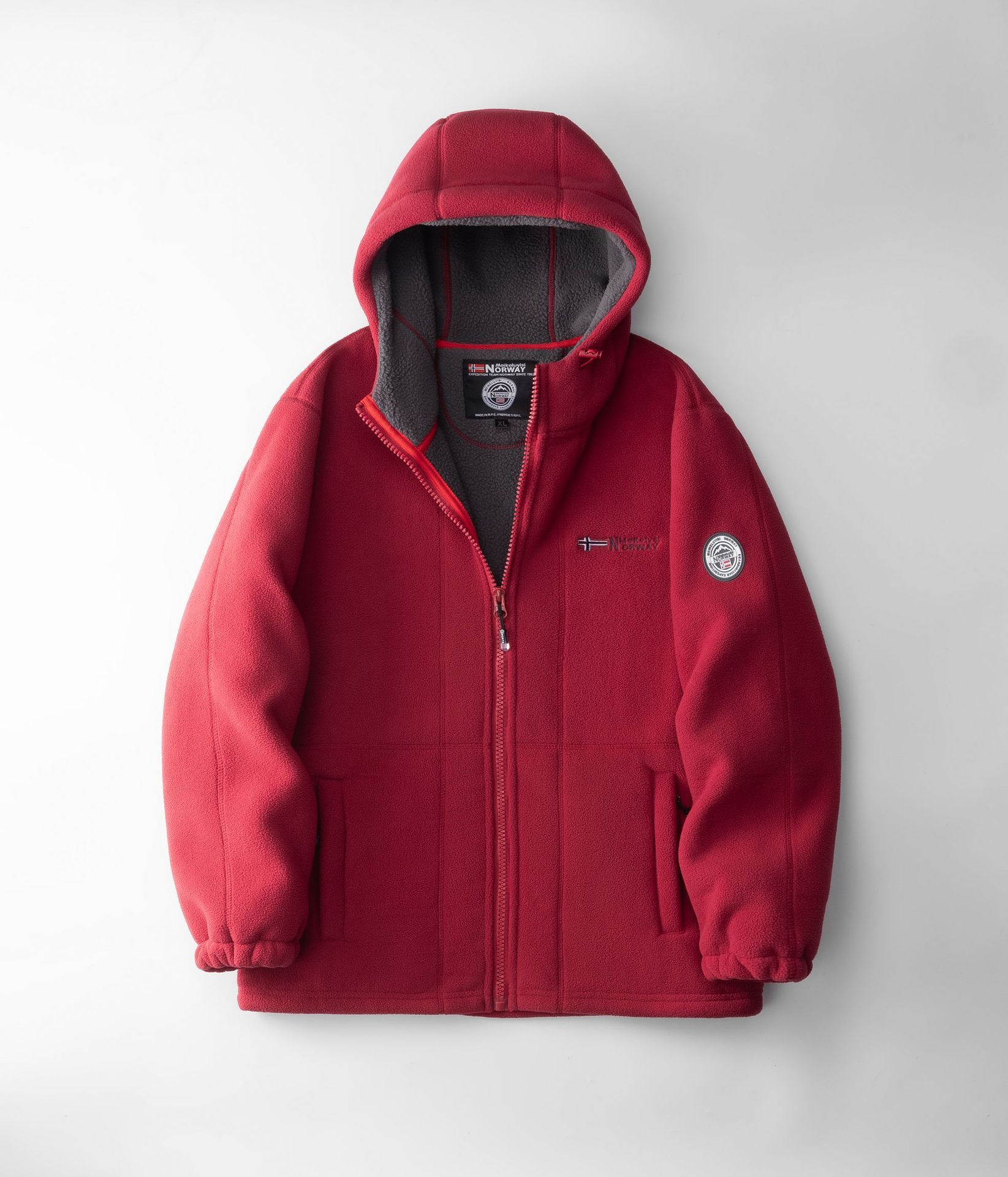 ノルウェー向け 極寒対応 厚手フード付きポーラーフリースジャケット