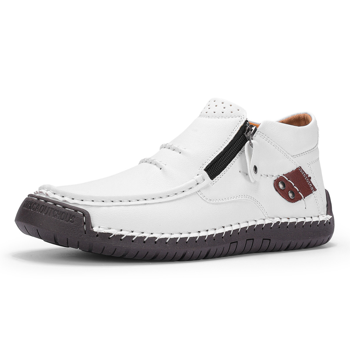 メンズ アウトドア カジュアル ワークブーツ フラットソール ハンドステッチ