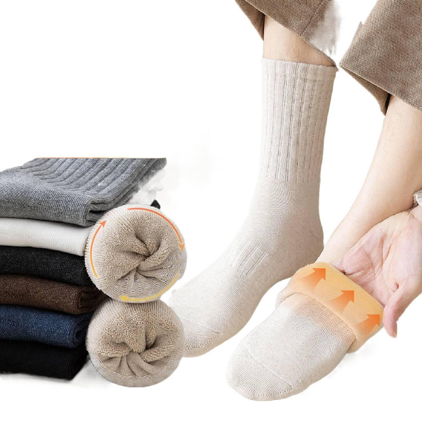 メンズ秋冬用厚手保温ロングソックス シームレス仕様・ループ裏地