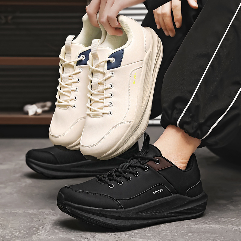 足を守る！メンズ 軽量 厚底 ワイド幅 シューズ 衝撃吸収 安定性抜群 オールシーズン対応