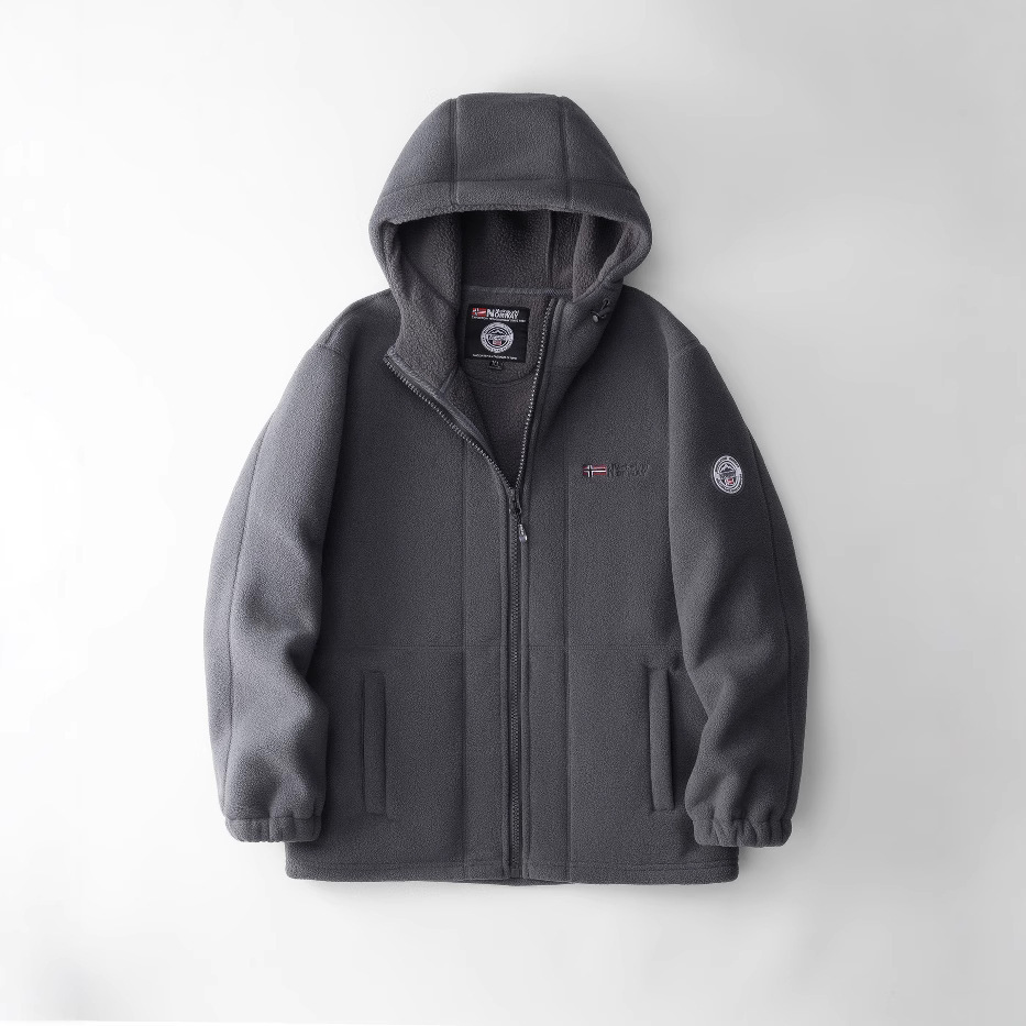 ノルウェー向け 極寒対応 厚手フード付きポーラーフリースジャケット