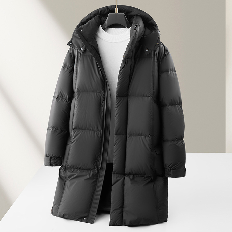 メンズ 秋冬 ロング ダウンコート フード付き