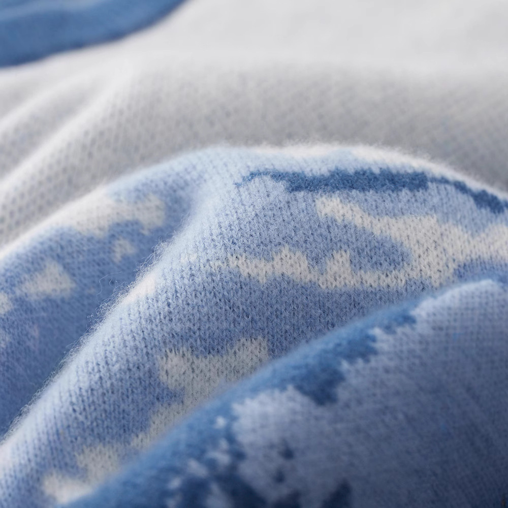 2025年新作 ラウンドネック 山水ジャカード 100%ウールセーター - 秋冬 保温 高級感