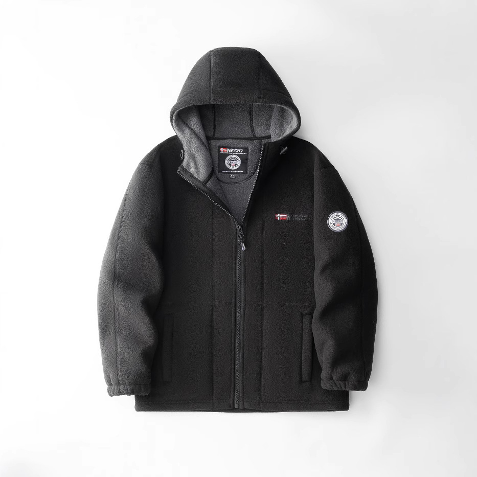 ノルウェー向け 極寒対応 厚手フード付きポーラーフリースジャケット