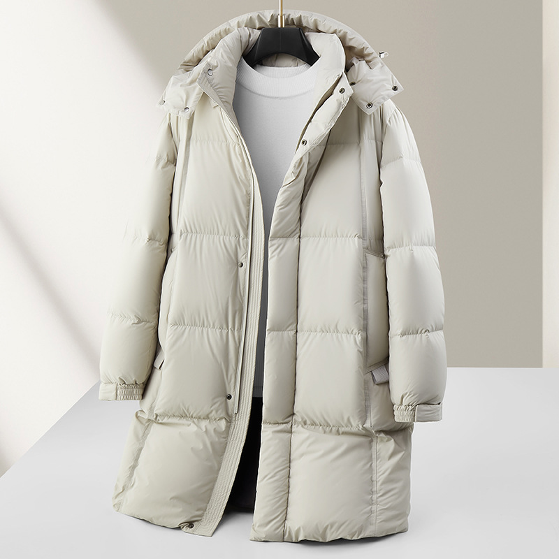 メンズ 秋冬 ロング ダウンコート フード付き