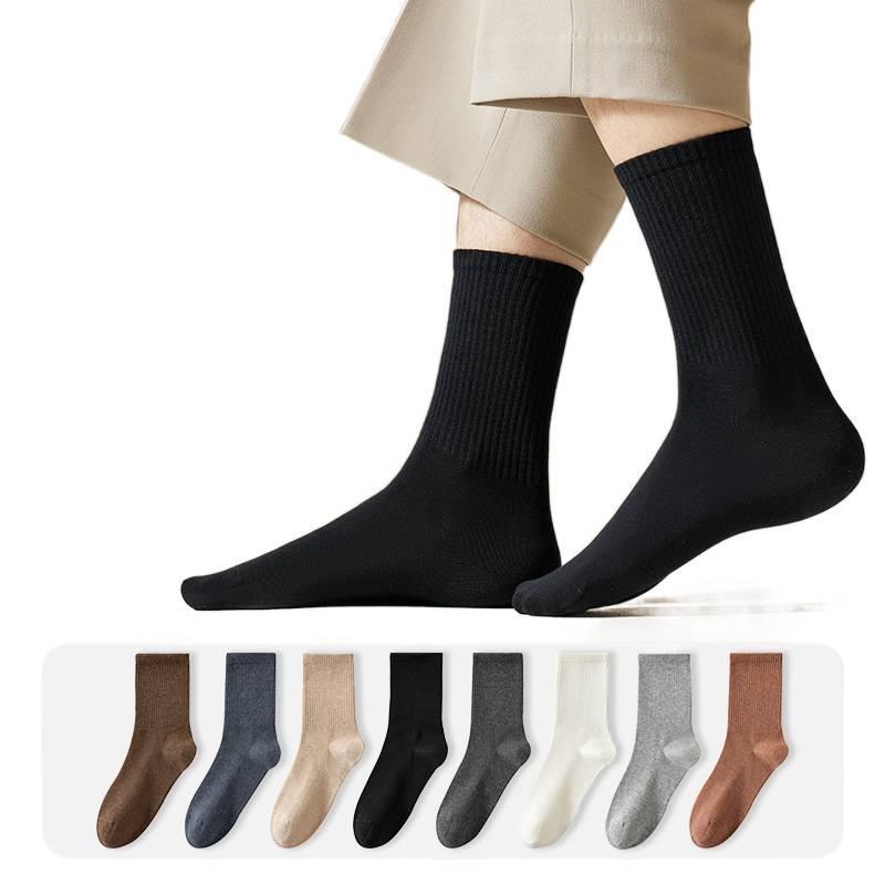 メンズ秋冬用綿100%中筒ソックス 抗菌・防臭機能付き