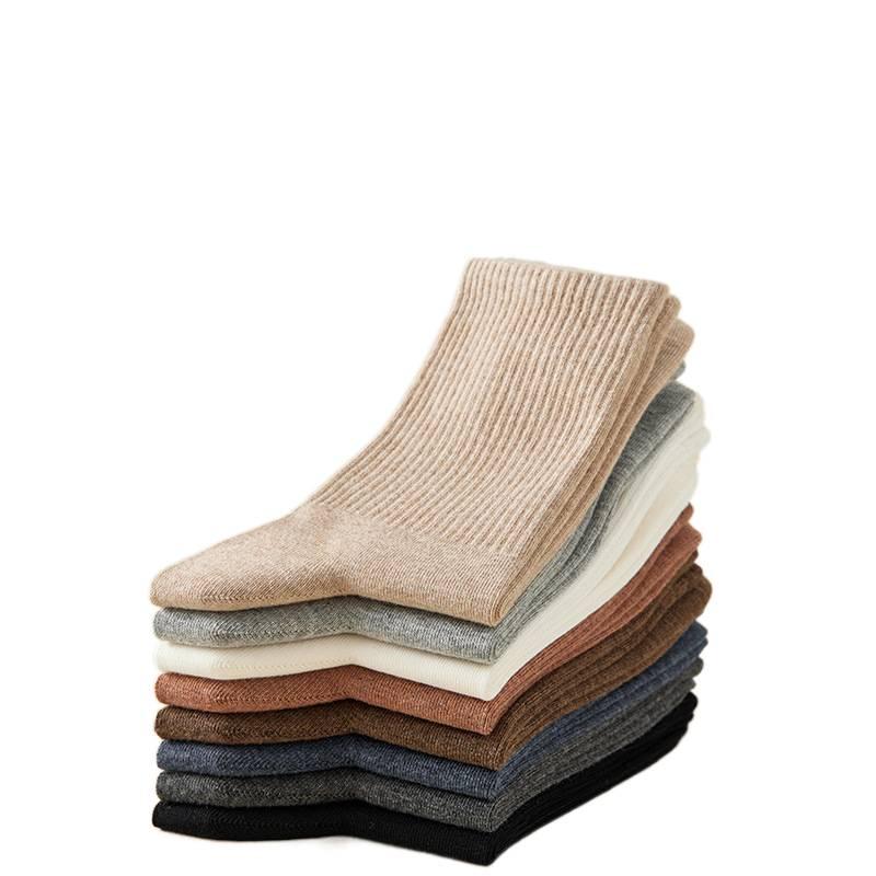 メンズ秋冬用綿100%中筒ソックス 抗菌・防臭機能付き