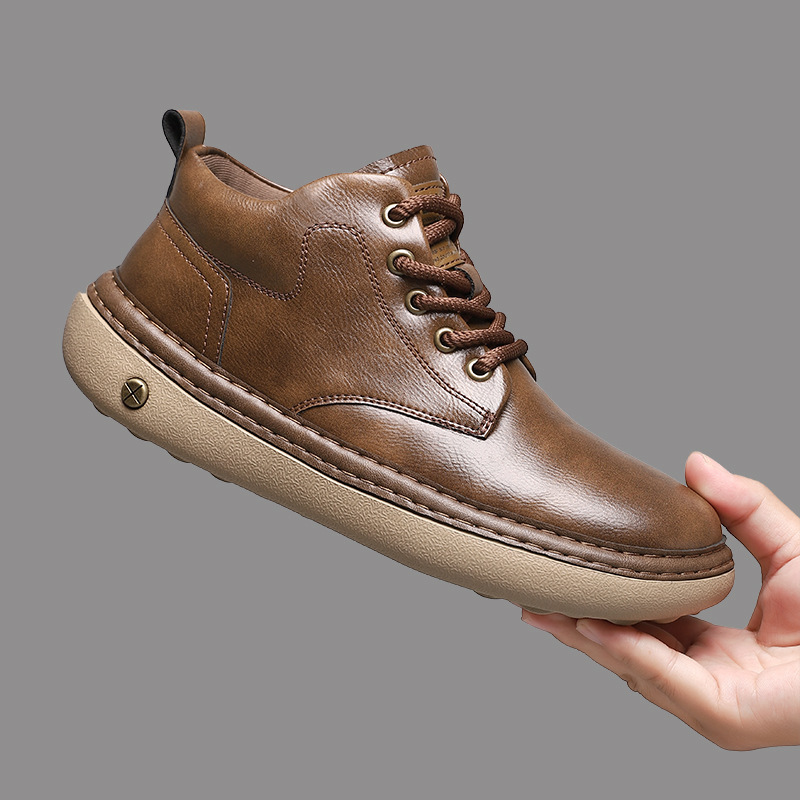 イギリス風レトロ メンズ厚底ワークブーツ