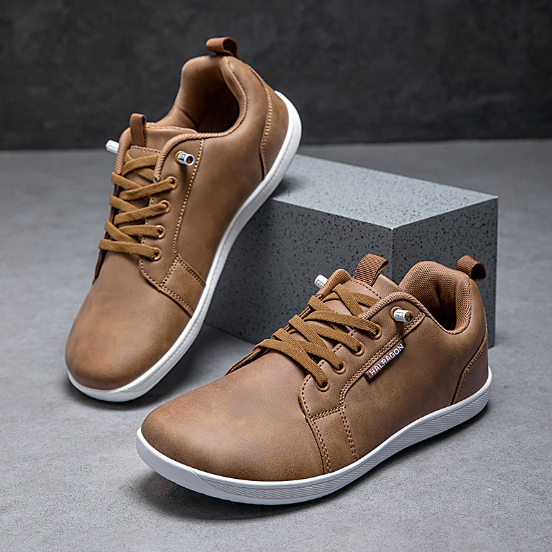 本革・ワイド幅 裸足感覚スニーカー（メンズ）