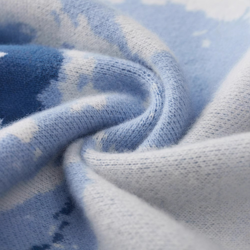 2025年新作 ラウンドネック 山水ジャカード 100%ウールセーター - 秋冬 保温 高級感