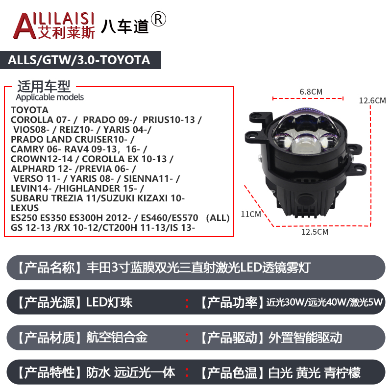 apply Lens fog lamp projector light bi led for toyota corolla prado prius vios reiz yaris prado land cruiser camry rav4 crown