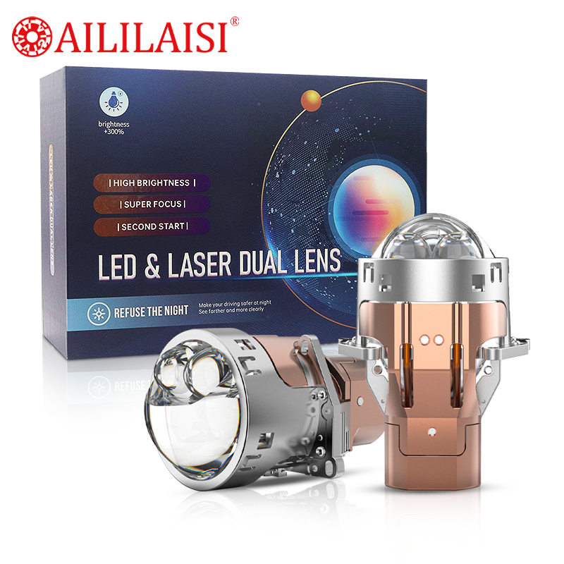 Aililaisi High Power LED 2Lens Laser Headlight Spotlight Dual Lights 3Inch Bifocal Automobile Modification for Mercedes W204 Cla