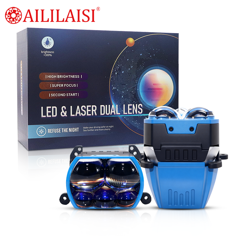 3Inch Lenses Headlights Bi LED 5Lens Hi/lo Beam Five Lens Dual Laser Bifocal Laser Headlight Automobile Lights for Universal Car