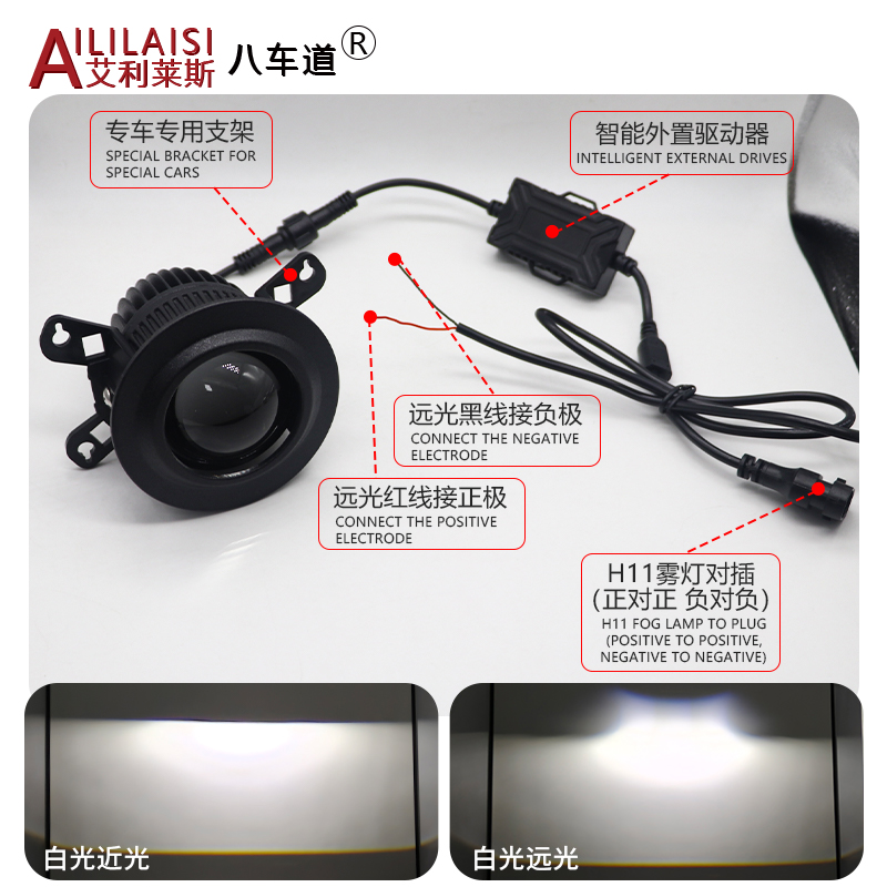 AIlilaisi Apply 2.0 Inch Fog Lamp Lens Projector Lights Bi Led for Honda Accord Civic 22-23 Waterproof and Anti-fog Ultra Bright