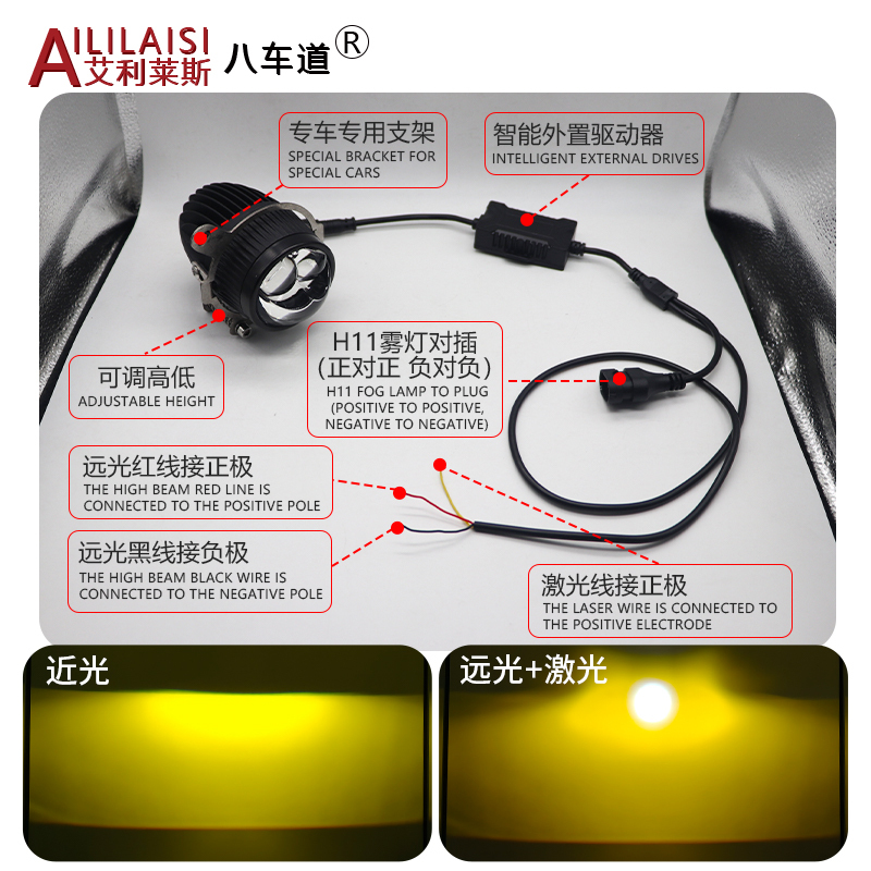AIlilaisi 2.0 Inch Fog Lamp Lens Projector Light Bi Led for Mazda6 2003-2010 Low High Beam Spotlights Golden Beam 3000K White