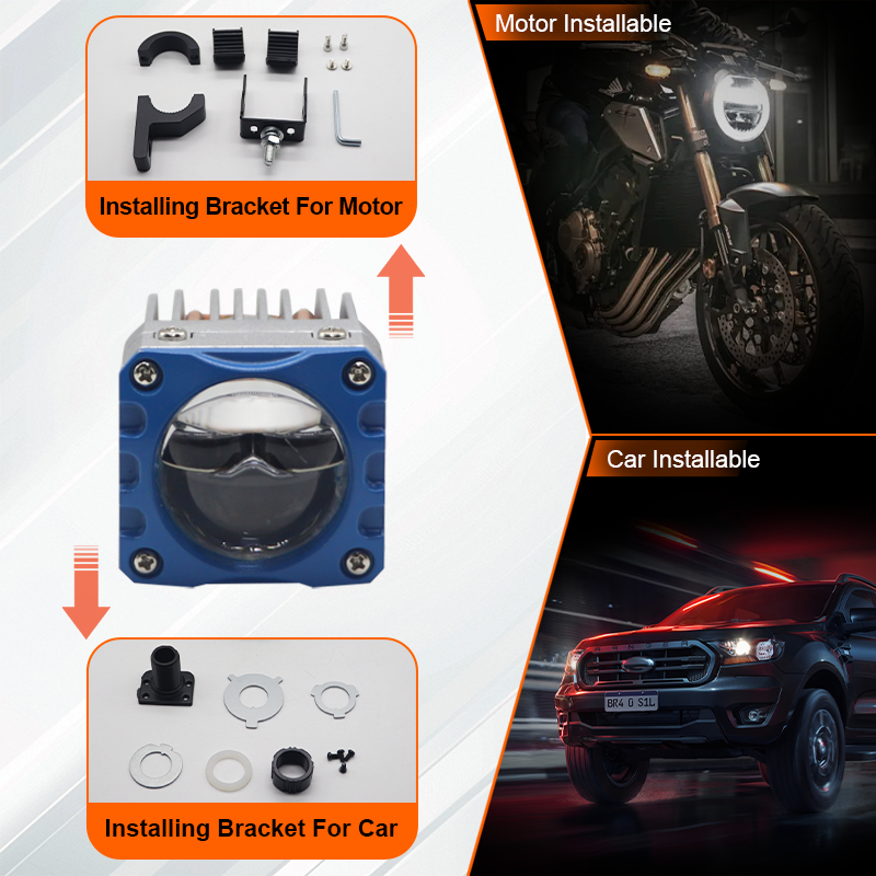 1.6Inch Mini Matrix Single Laser Headlight Lens 30W 45W Bi LED Projector Spotlight for Universal Car and Motorcycle Lamps Lada