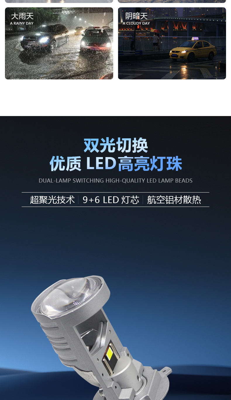 Super Bright High Power H4 Led Lens Projecto Low Beam Headlights Bulb 55W 6000LM 6500K Mini H4 For Car Universal Price Bulbs