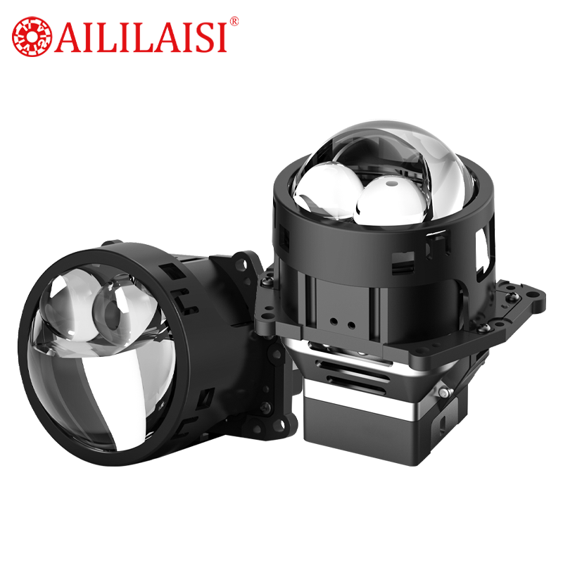 Aililaisi High Power LED 2Lens Dual Laser Headlight Light 3Inch Bifocal Automobile Laser Headlight Modification H7 for Universal